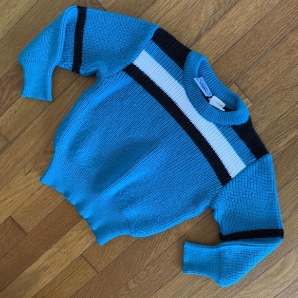 Vintage Sweater 80s Green Black And White - Picture 1 of 4